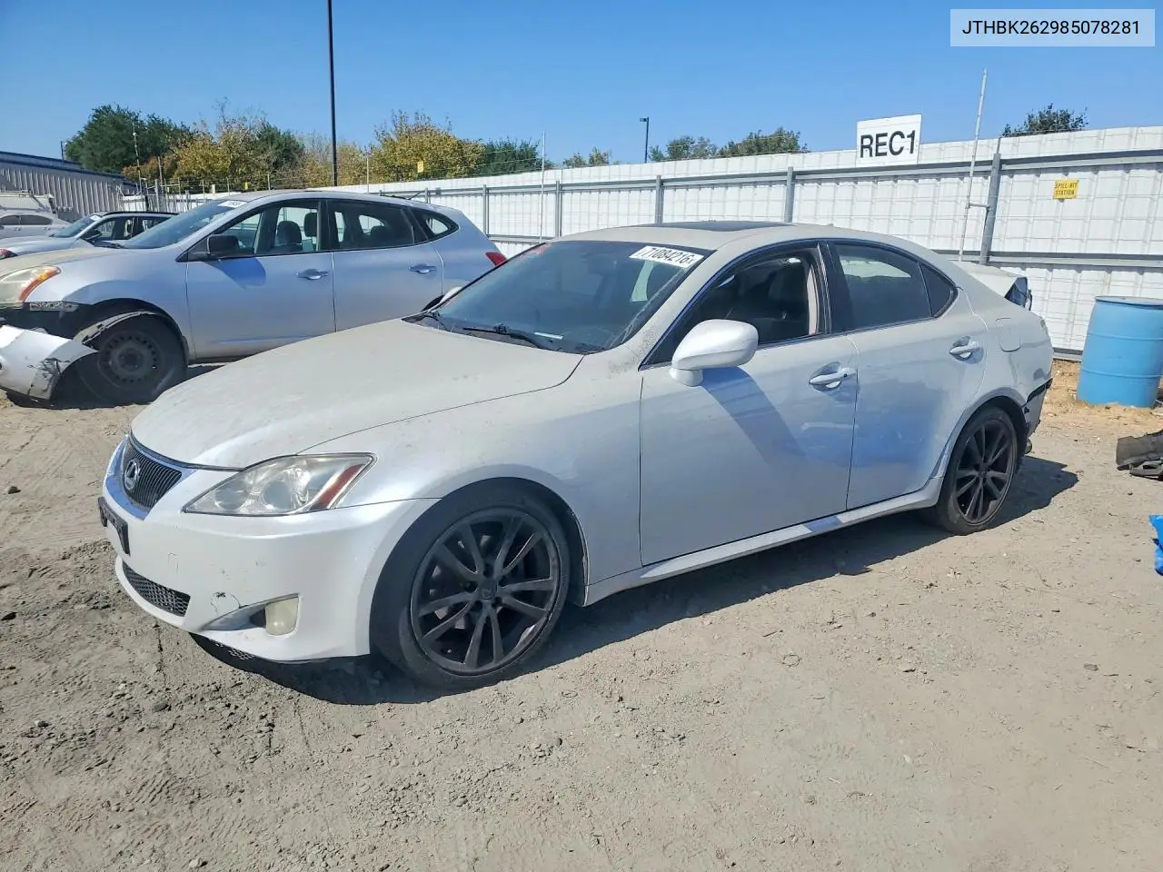 2008 LEXUS IS VIN JTHBK262985078281 — фото 3