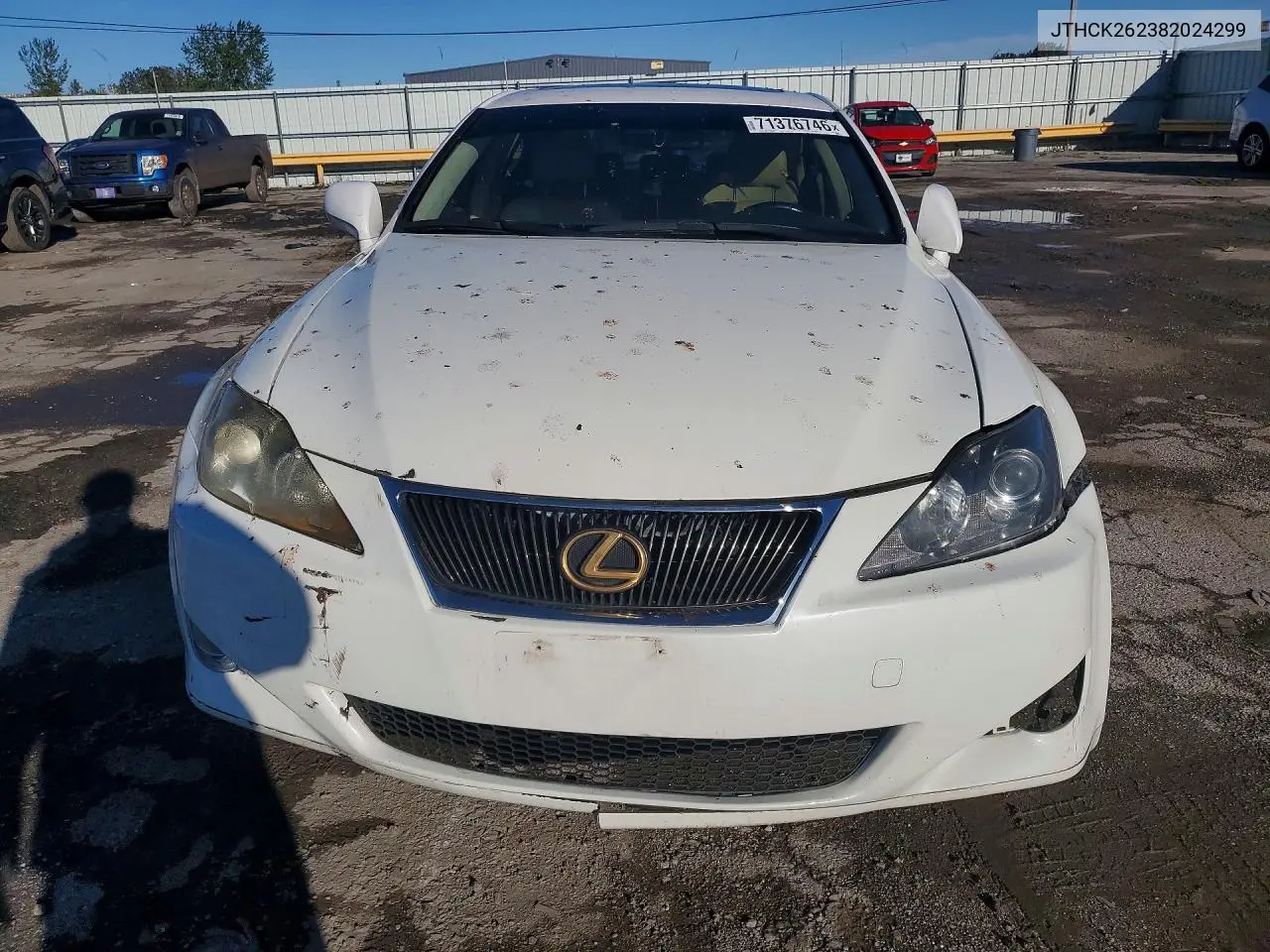 2008 LEXUS IS VIN JTHCK262382024299 — фото 5