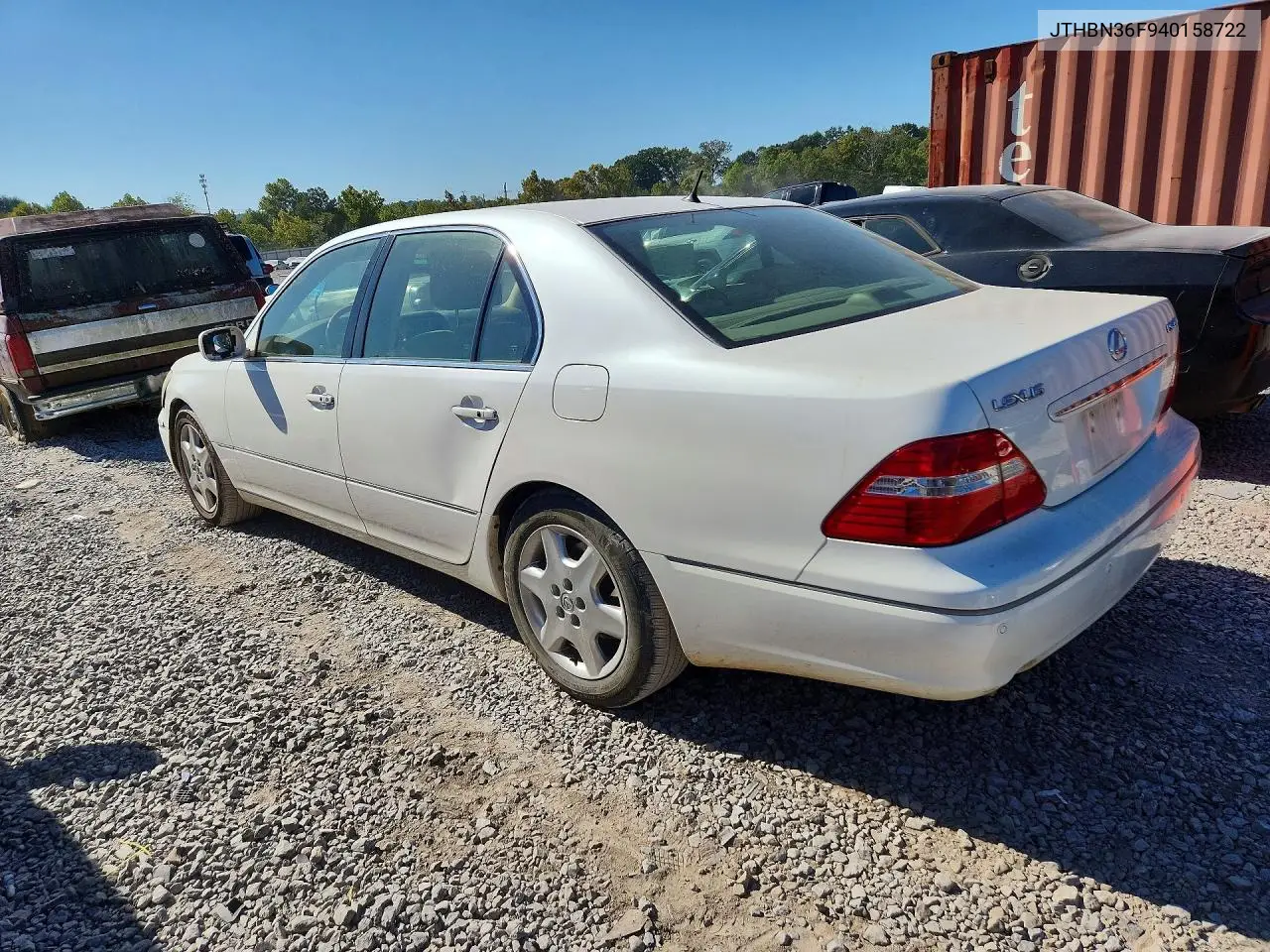 2004 LEXUS LS VIN JTHBN36F940158722 — фото 2