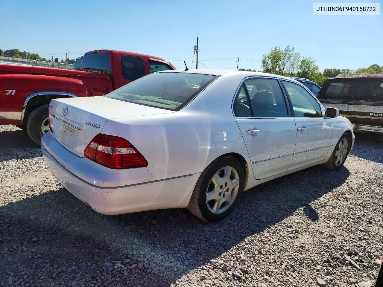 2004 LEXUS LS VIN JTHBN36F940158722 — фото 3