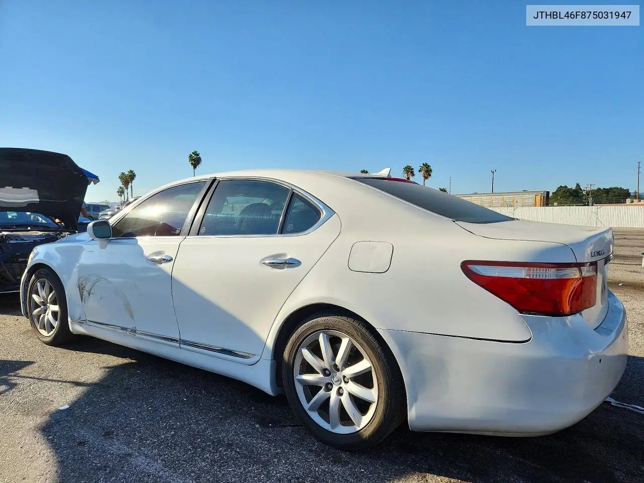 2007 LEXUS LS VIN JTHBL46F875031947 — фото 2