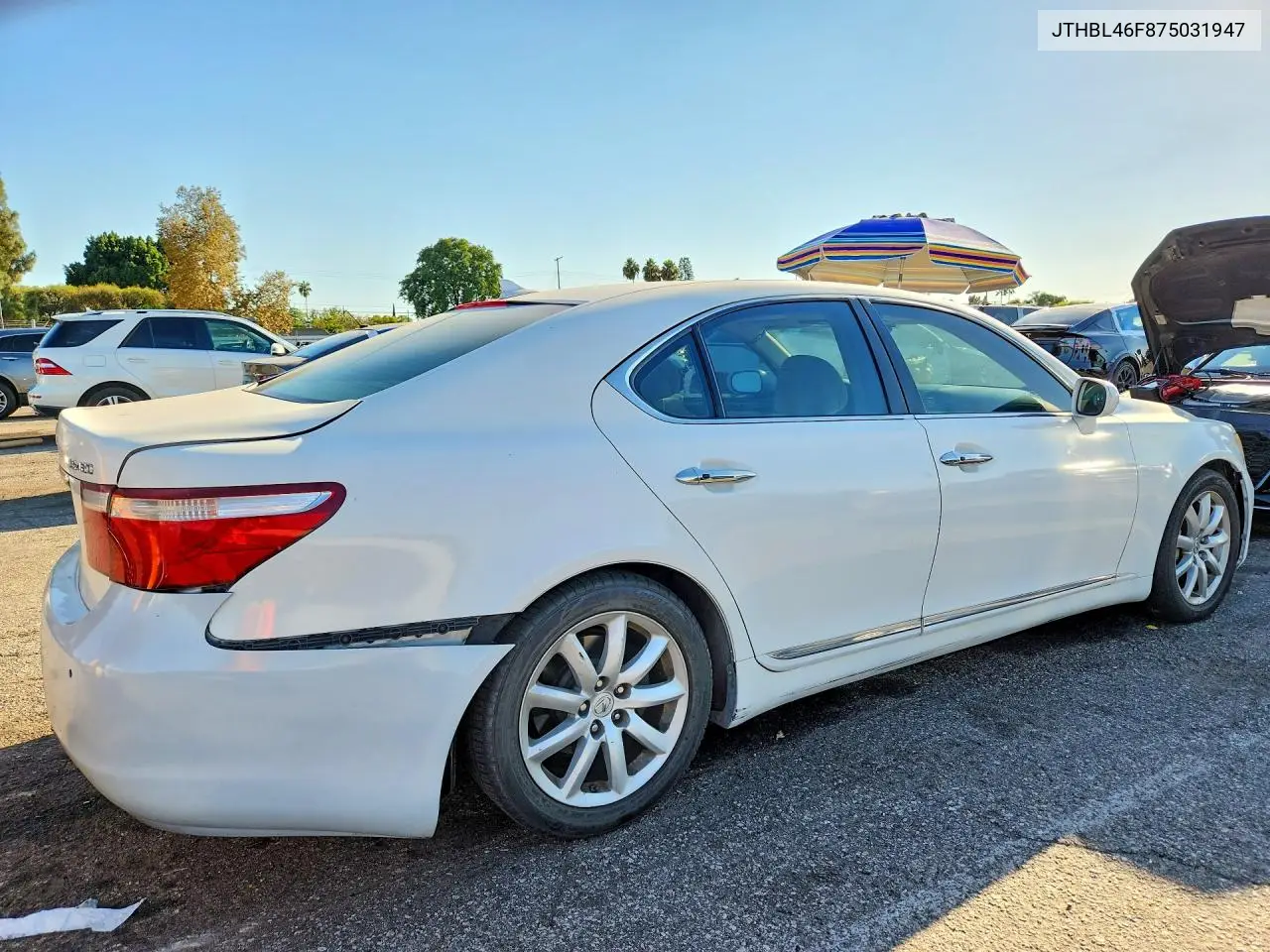 2007 LEXUS LS VIN JTHBL46F875031947 — фото 3