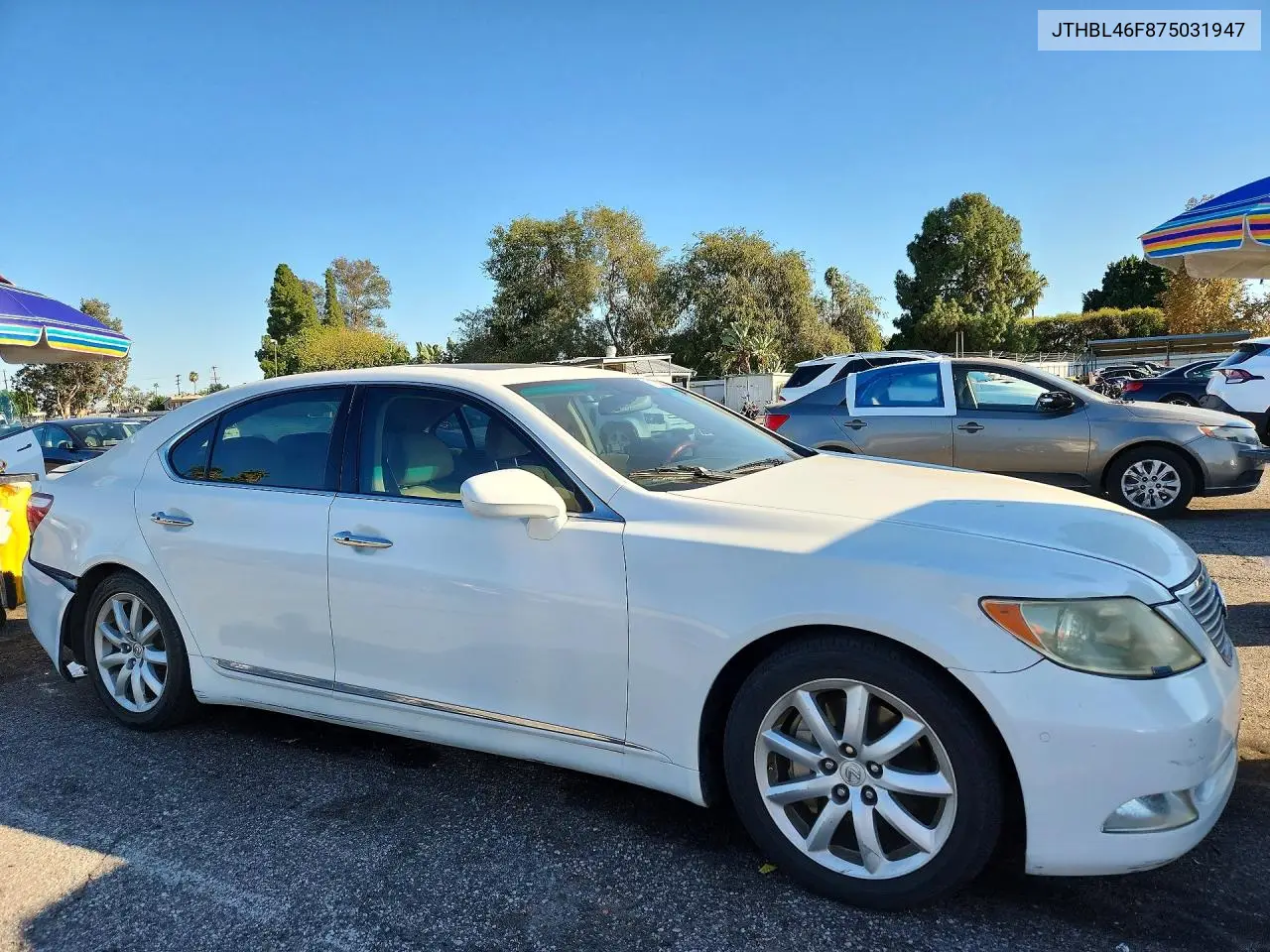 2007 LEXUS LS VIN JTHBL46F875031947 — фото 4
