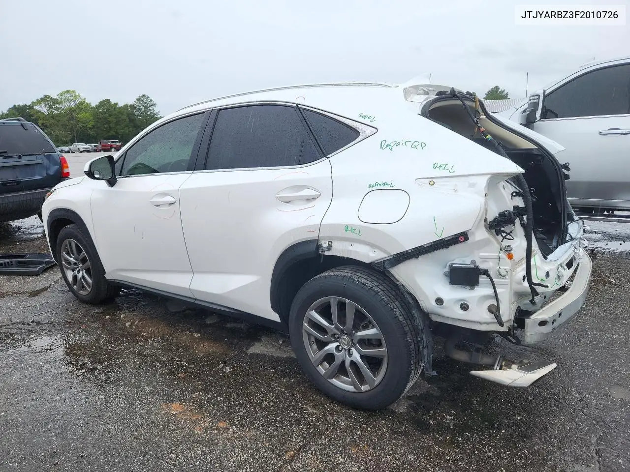 2015 LEXUS NX VIN JTJYARBZ3F2010726 — фото 2