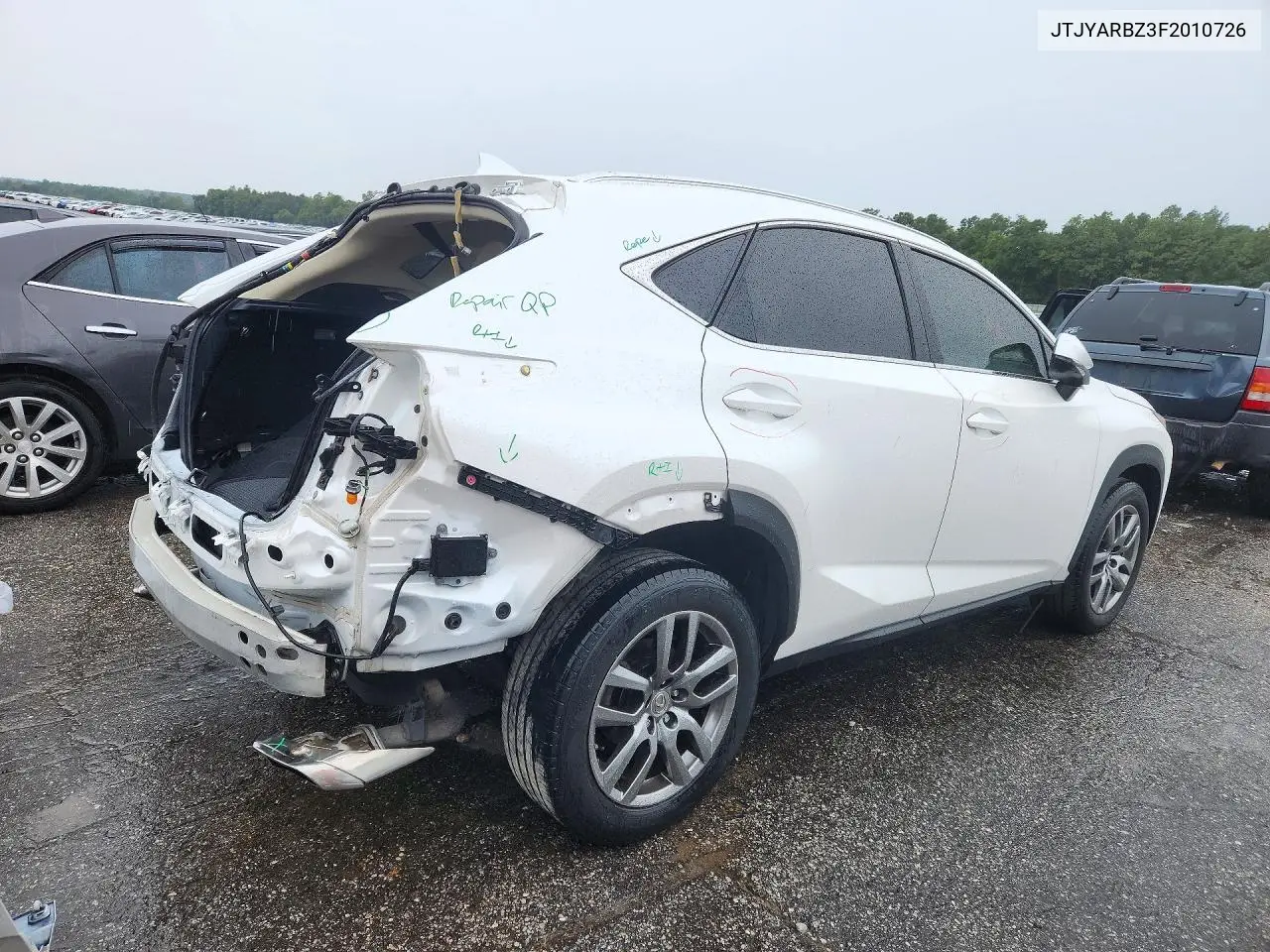 2015 LEXUS NX VIN JTJYARBZ3F2010726 — фото 3