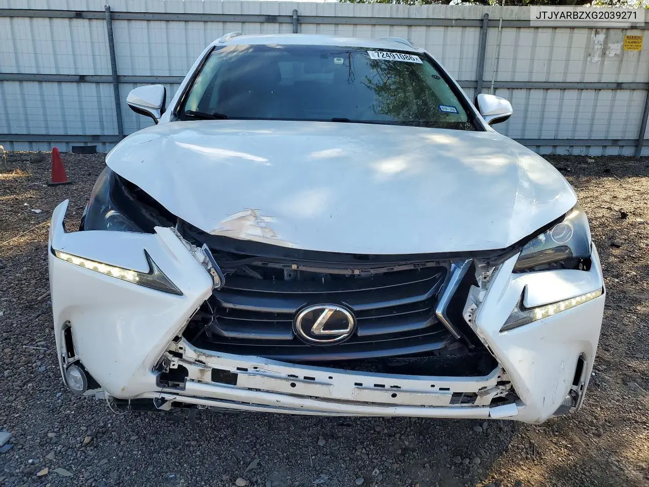 2016 LEXUS NX VIN JTJYARBZXG2039271 — фото 5