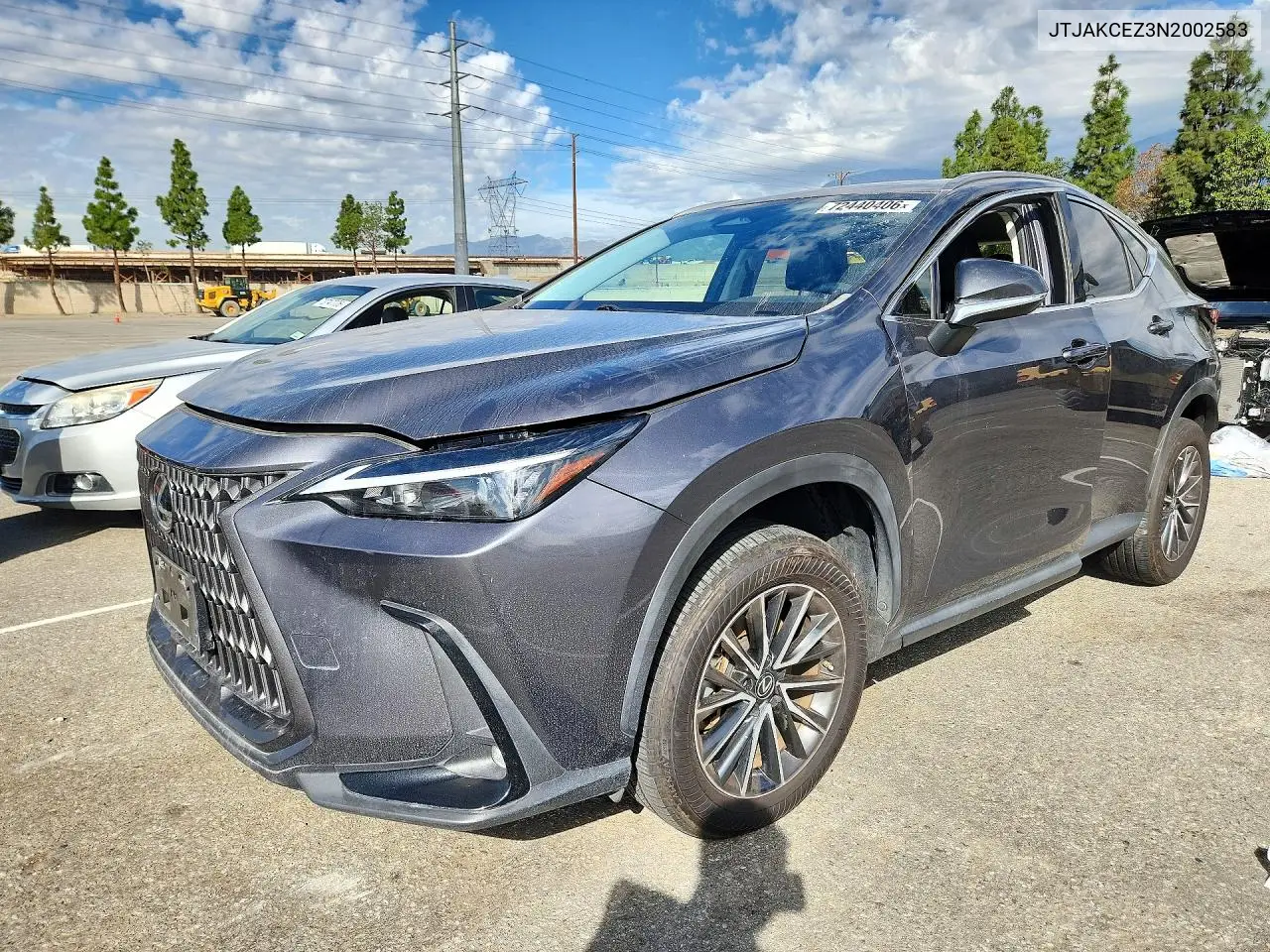 LEXUS NX 2022, VIN JTJAKCEZ3N2002583