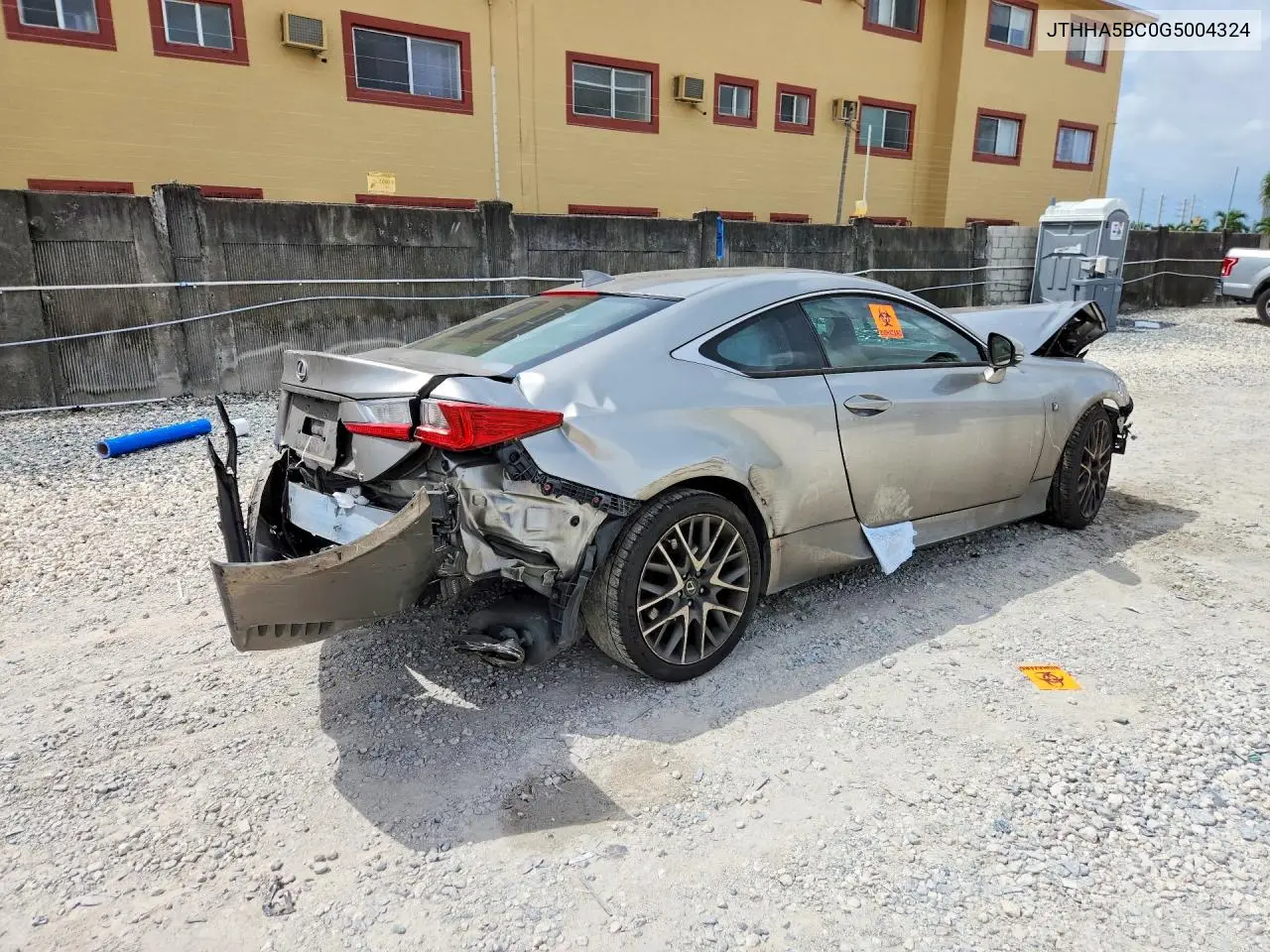 2016 LEXUS RC VIN JTHHA5BC0G5004324 — фото 3