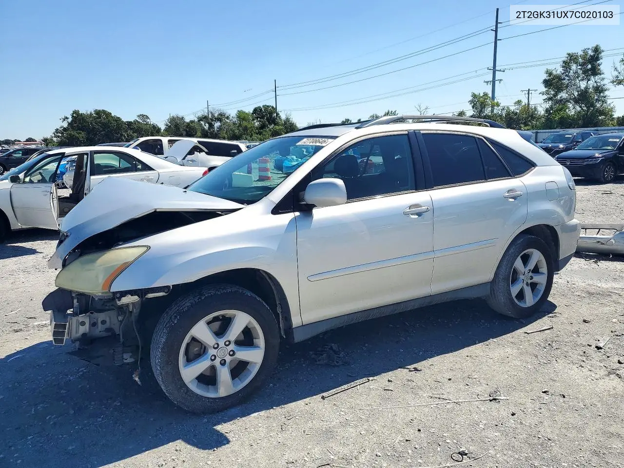 LEXUS RX 2007, VIN 2T2GK31UX7C020103