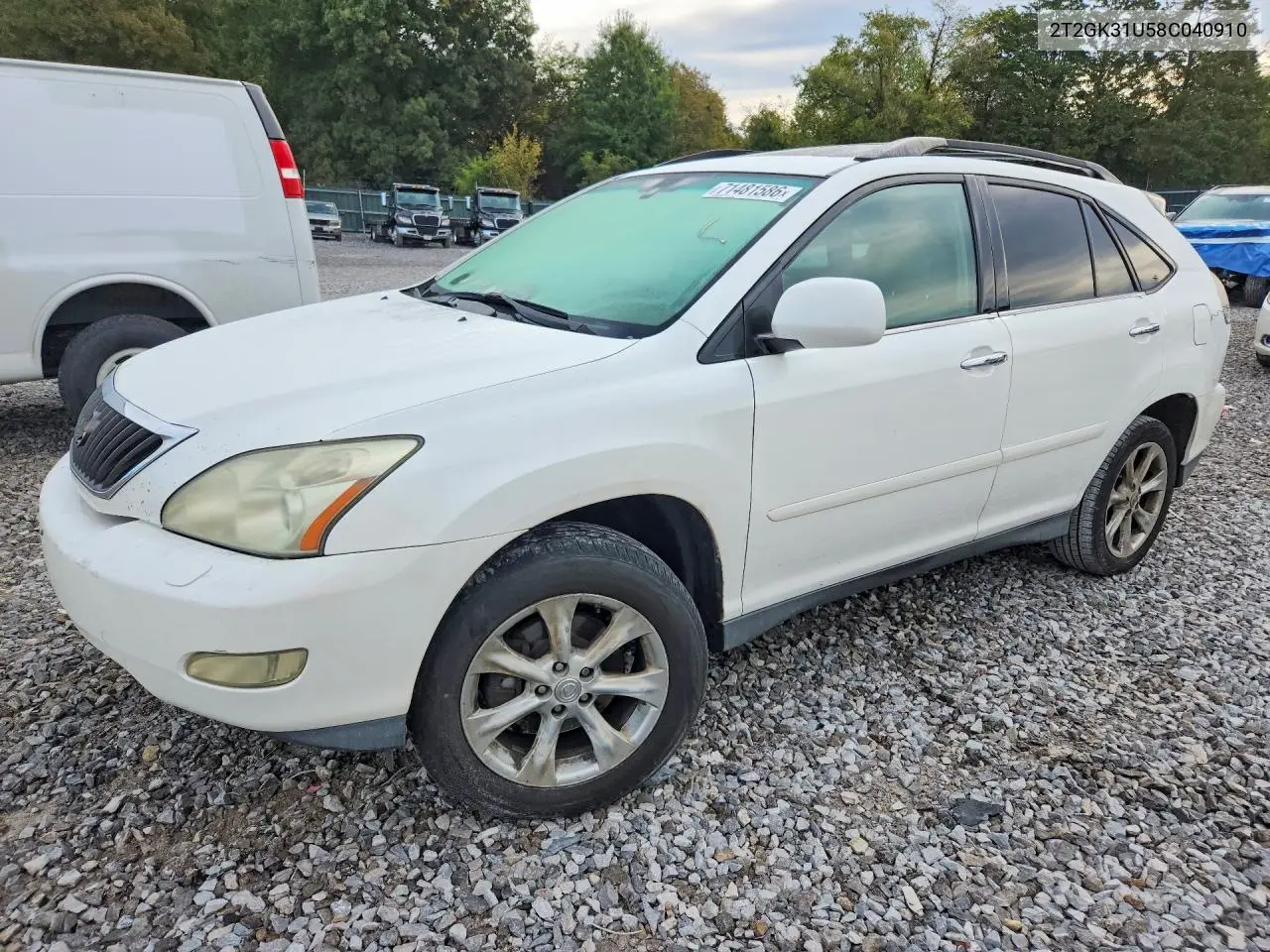 LEXUS RX 2008, VIN 2T2GK31U58C040910