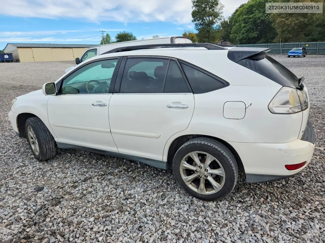2008 LEXUS RX VIN 2T2GK31U58C040910 — фото 2