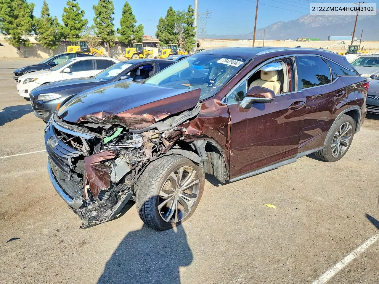 LEXUS RX 2017, VIN 2T2ZZMCA4HC043102