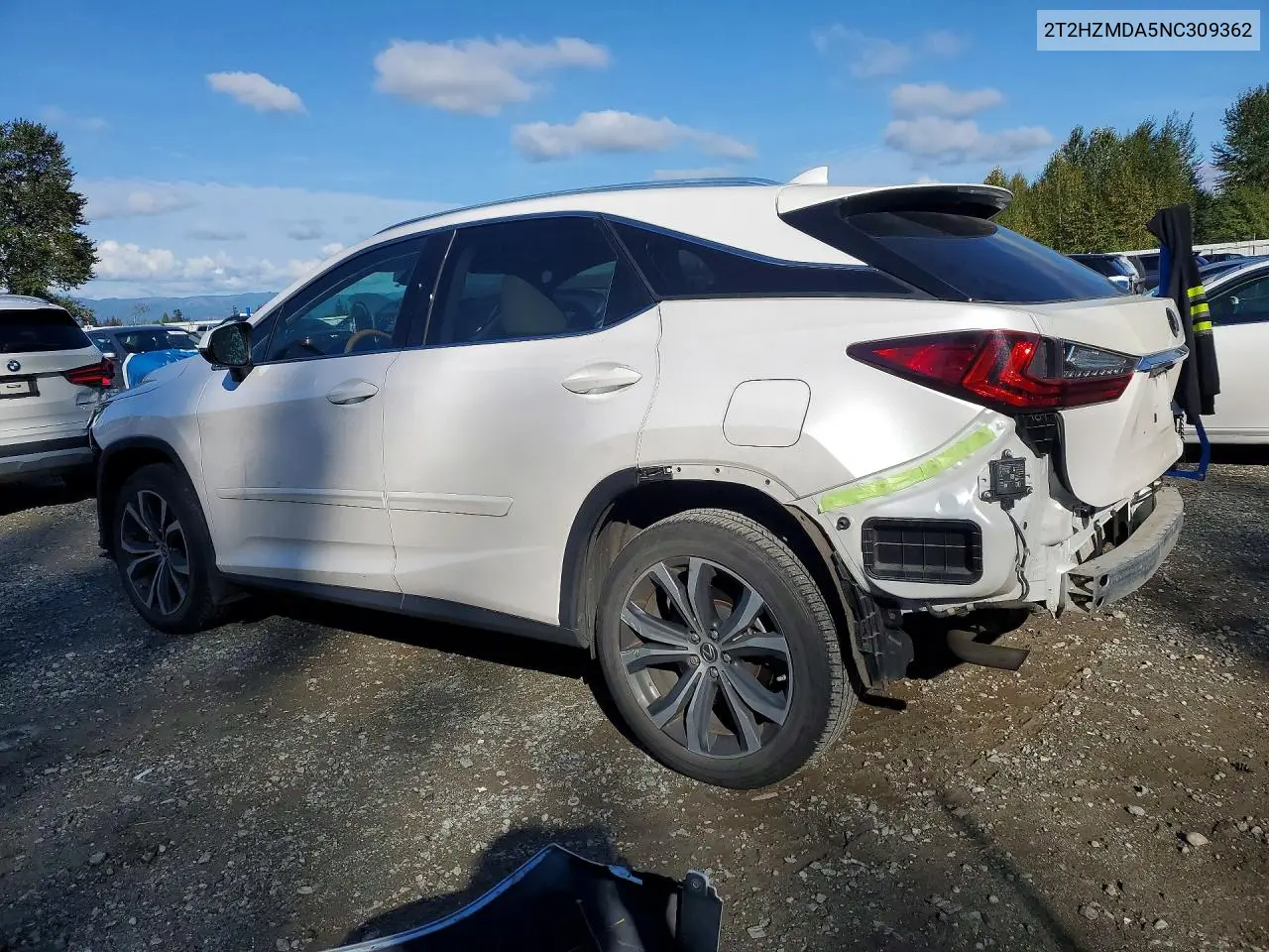 2022 LEXUS RX VIN 2T2HZMDA5NC309362 — фото 2