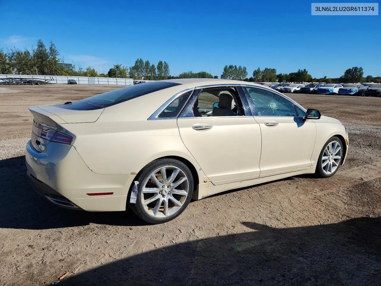 2016 LINCOLN MKZ VIN 3LN6L2LU2GR611374 — фото 3