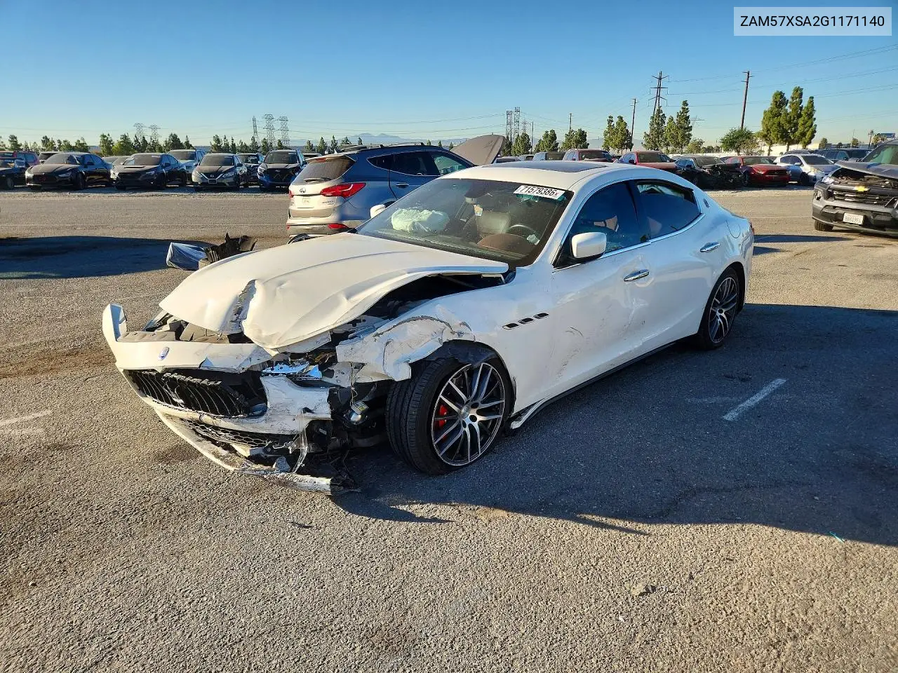 MASERATI GHIBLI 2016, VIN ZAM57XSA2G1171140