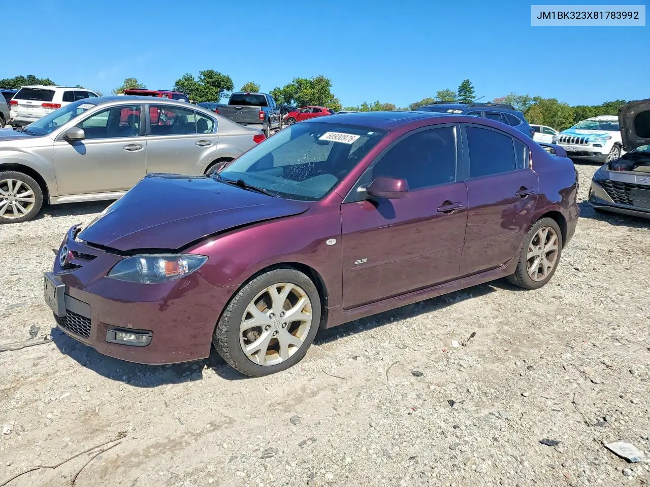MAZDA 3 2008, VIN JM1BK323X81783992