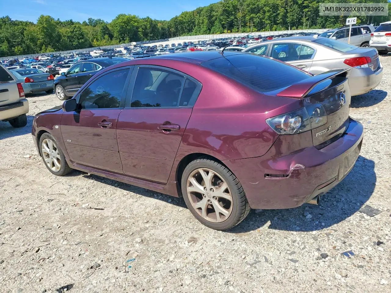 2008 MAZDA 3 VIN JM1BK323X81783992 — фото 2