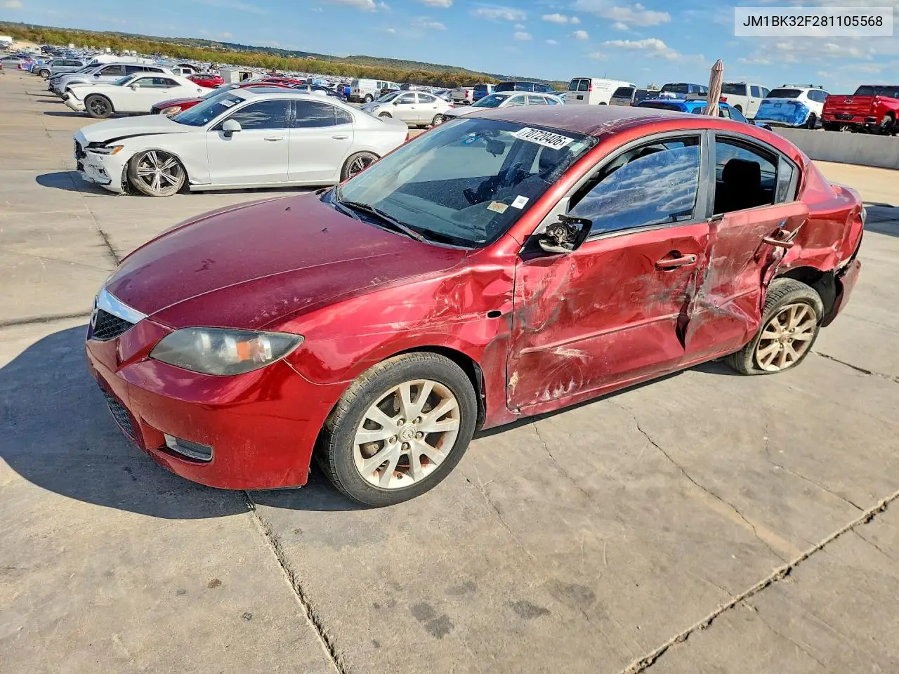 MAZDA 3 2008, VIN JM1BK32F281105568