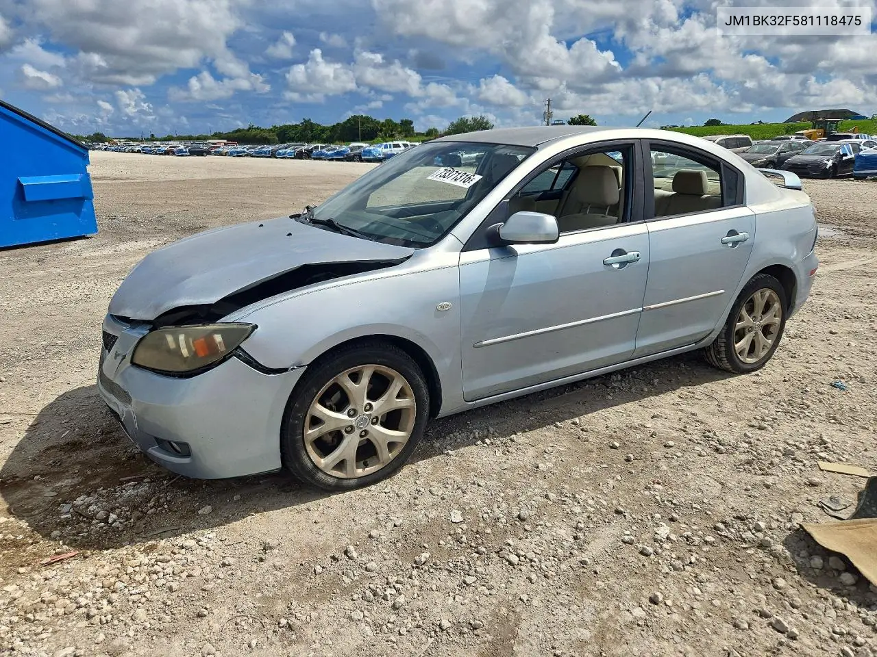 MAZDA 3 2008, VIN JM1BK32F581118475