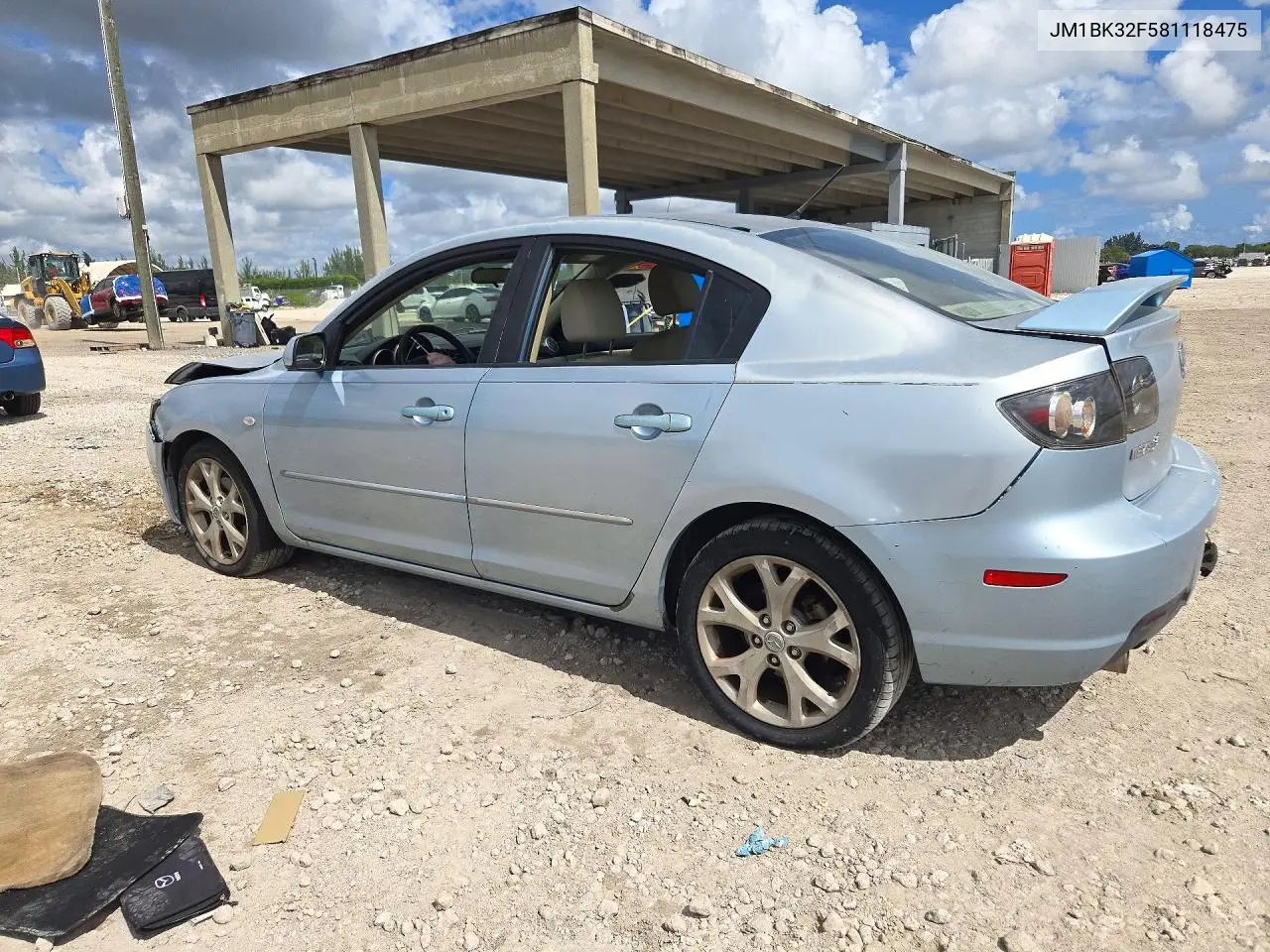 2008 MAZDA 3 VIN JM1BK32F581118475 — фото 2