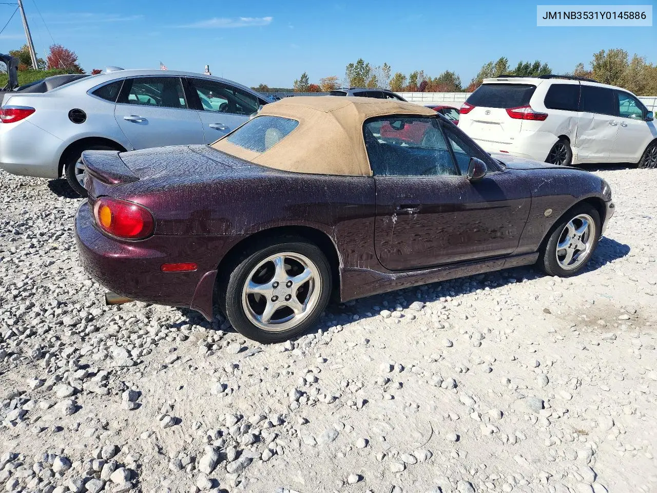 2000 MAZDA MX-5 VIN JM1NB3531Y0145886 — фото 3