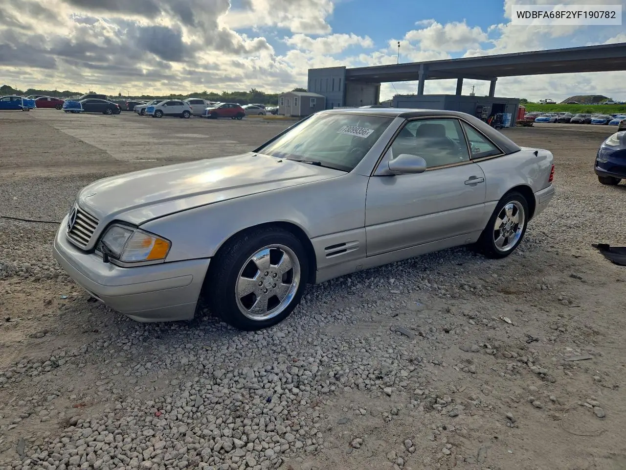 MERCEDES SL-KLASSE 2000, VIN WDBFA68F2YF190782