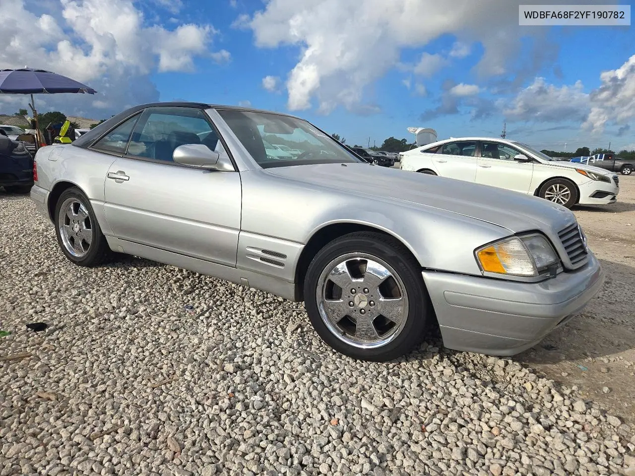 2000 MERCEDES SL-KLASSE VIN WDBFA68F2YF190782 — фото 4