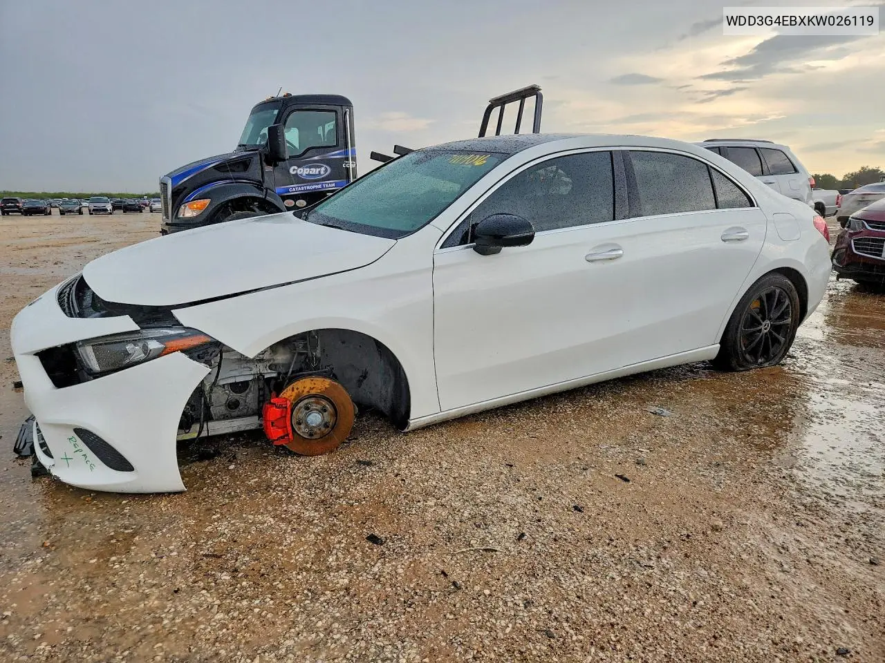 MERCEDES A-KLASSE 2019, VIN WDD3G4EBXKW026119