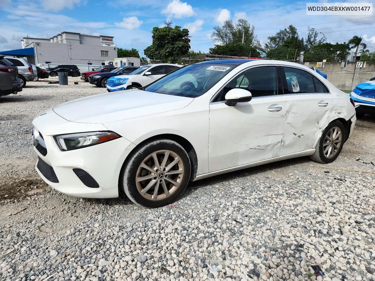MERCEDES A-KLASSE 2019, VIN WDD3G4EBXKW001477