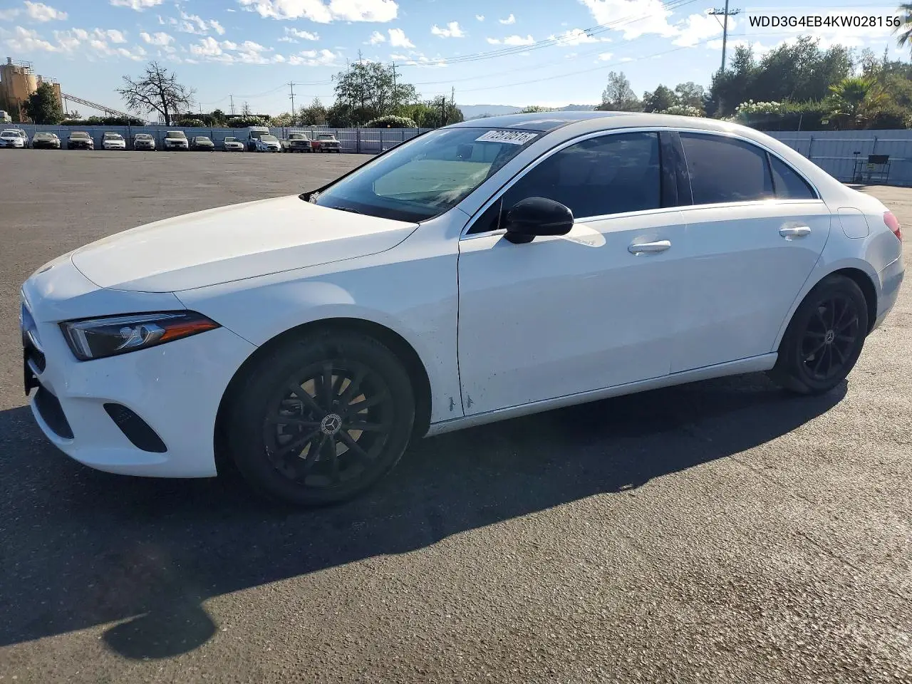 MERCEDES A-KLASSE 2019, VIN WDD3G4EB4KW028156
