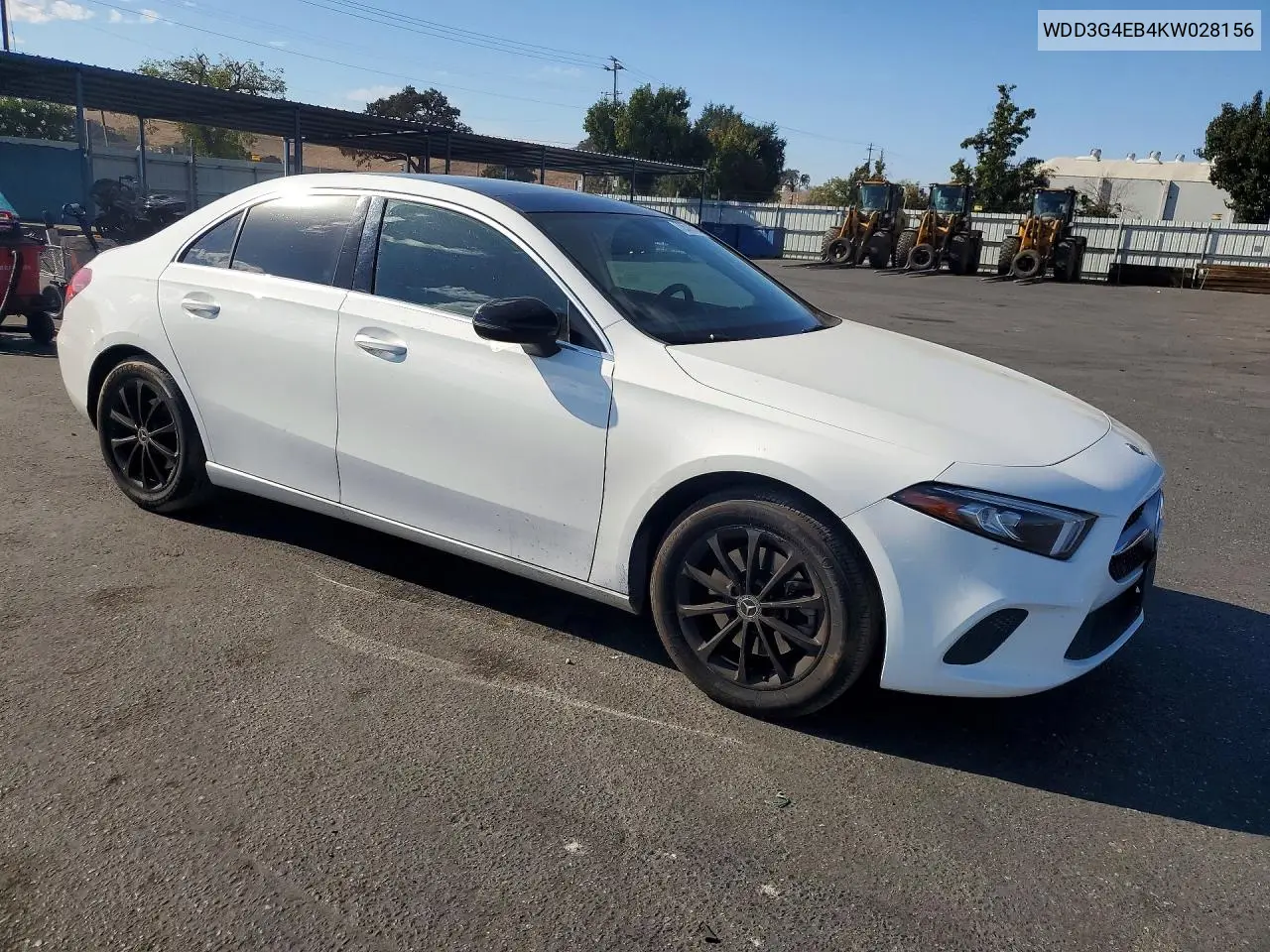 2019 MERCEDES A-KLASSE VIN WDD3G4EB4KW028156 — фото 4