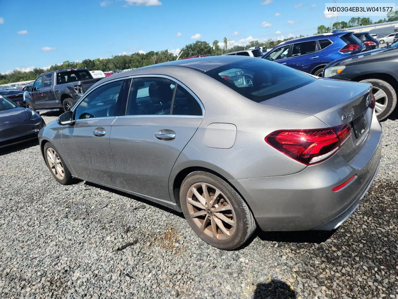 2020 MERCEDES A-KLASSE VIN WDD3G4EB3LW041577 — фото 2