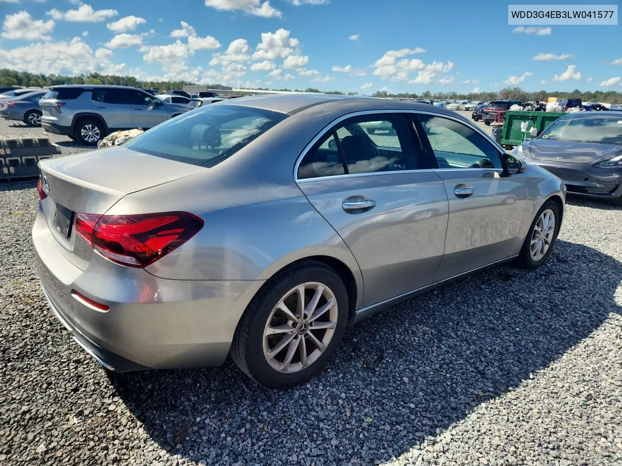2020 MERCEDES A-KLASSE VIN WDD3G4EB3LW041577 — фото 3