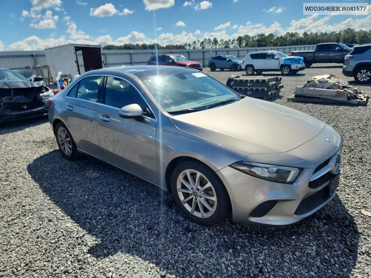 2020 MERCEDES A-KLASSE VIN WDD3G4EB3LW041577 — фото 4