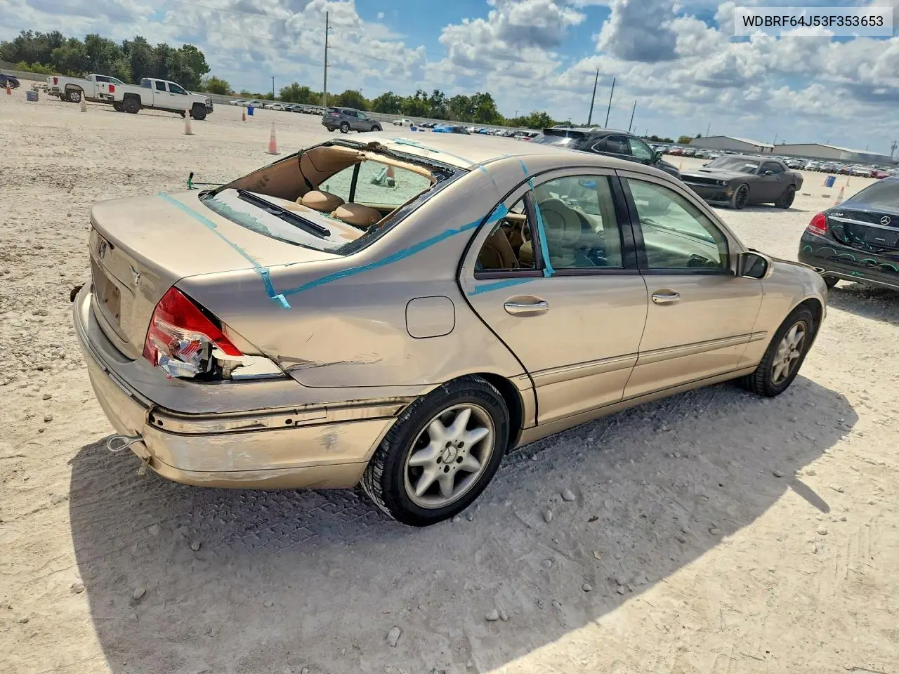 2003 MERCEDES C-KLASSE VIN WDBRF64J53F353653 — фото 3
