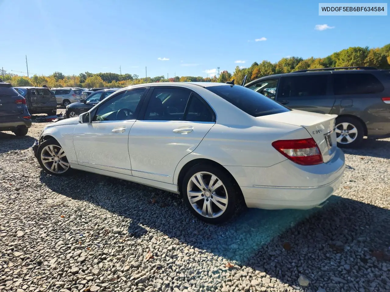 2011 MERCEDES C-KLASSE VIN WDDGF5EB6BF634584 — фото 2