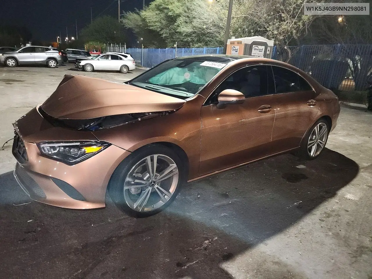 MERCEDES CLA-KLASSE 2022, VIN W1K5J4GB9NN298081