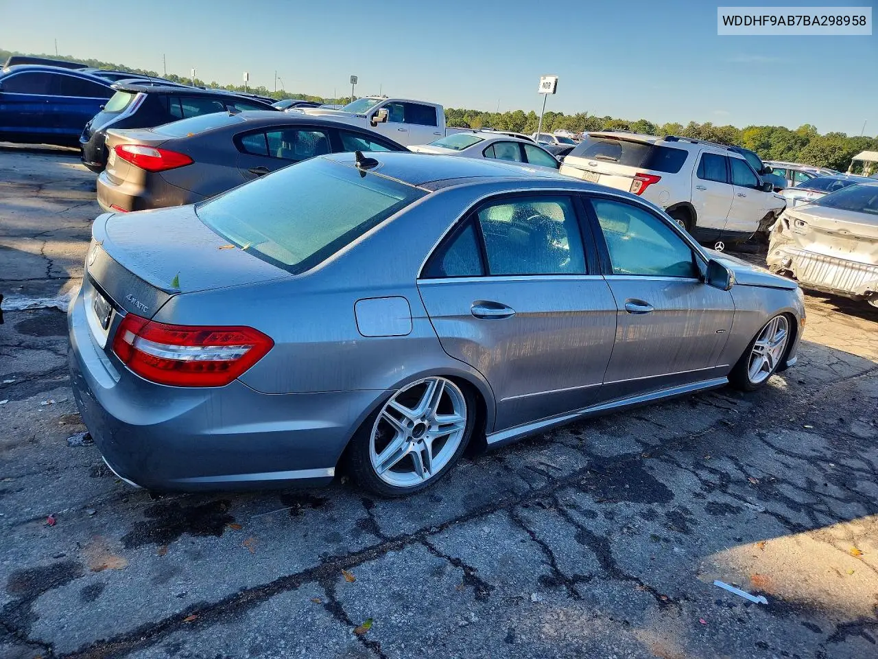 2011 MERCEDES E-KLASSE VIN WDDHF9AB7BA298958 — фото 3