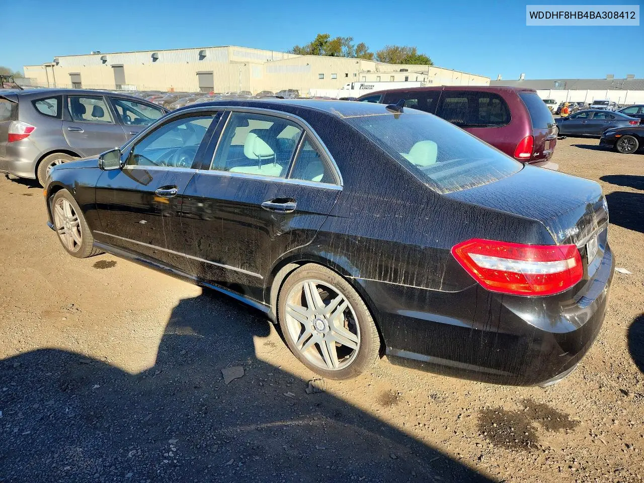 2011 MERCEDES E-KLASSE VIN WDDHF8HB4BA308412 — фото 2