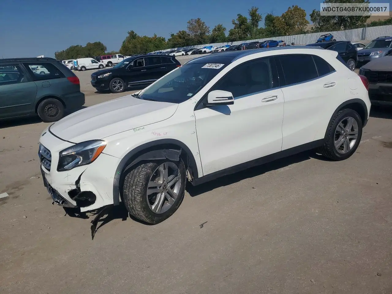 MERCEDES GLA-KLASSE 2019, VIN WDCTG4GB7KU000817