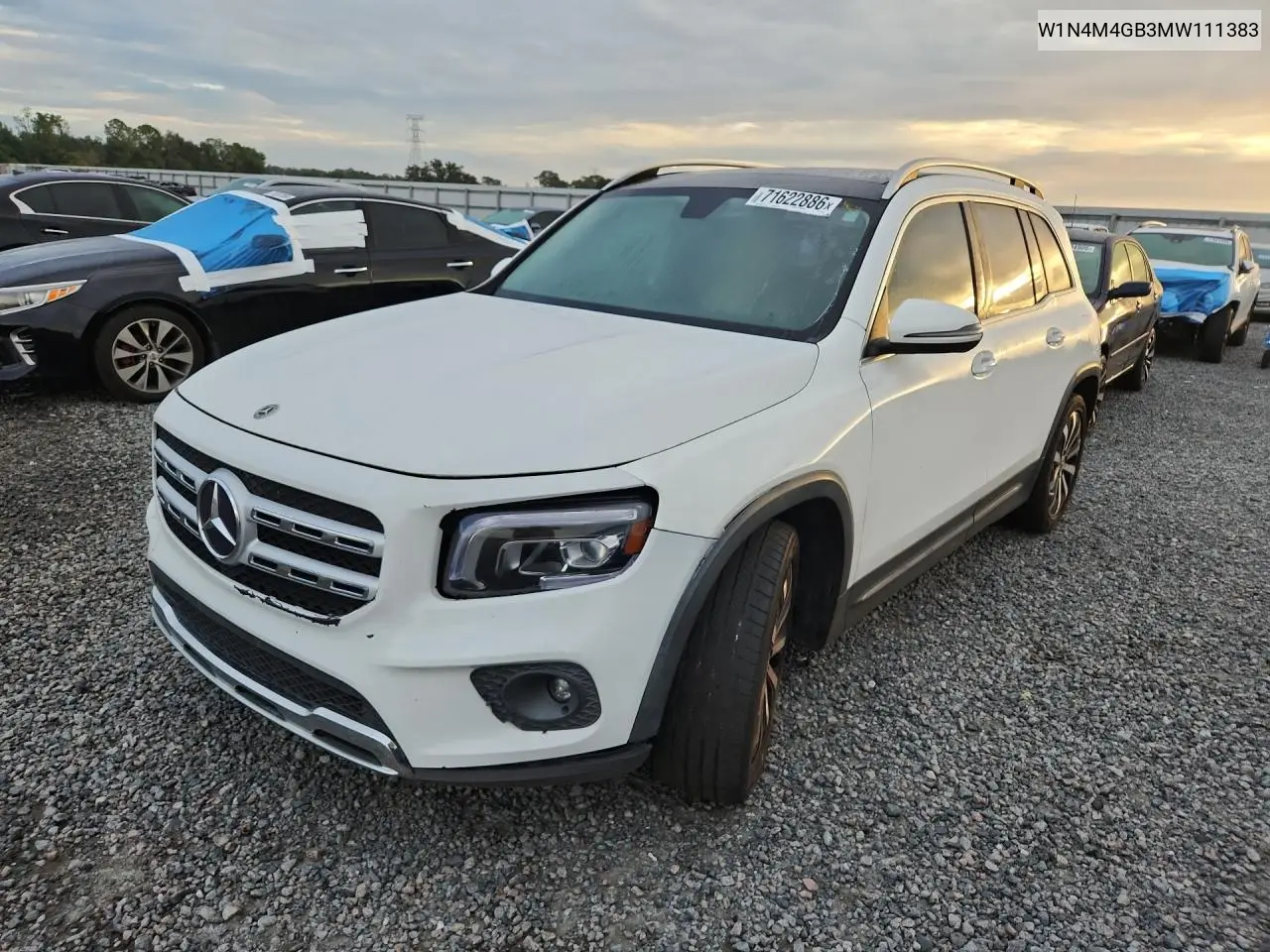 MERCEDES GLB 2021, VIN W1N4M4GB3MW111383