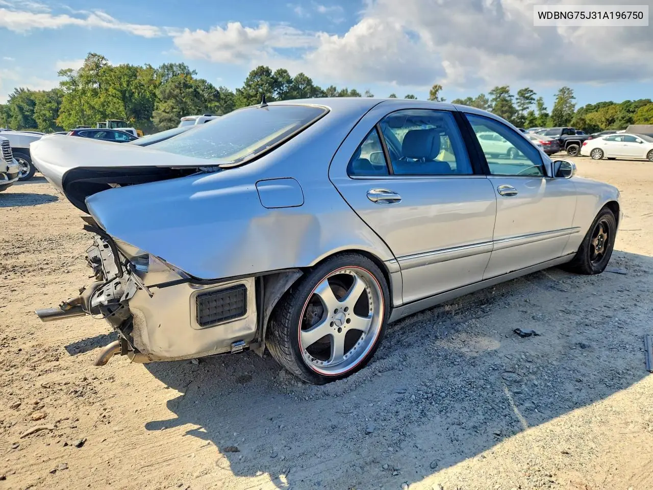 2001 MERCEDES S-KLASSE VIN WDBNG75J31A196750 — фото 3