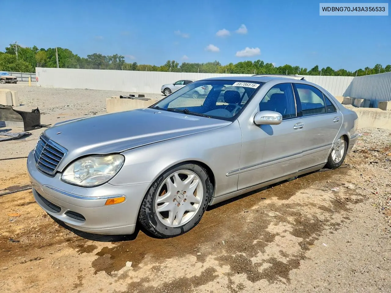 MERCEDES S-KLASSE 2003, VIN WDBNG70J43A356533