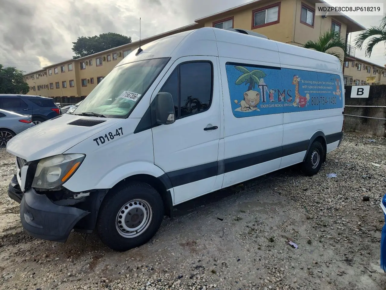 MERCEDES SPRINTER 2018, VIN WDZPE8CD8JP618219