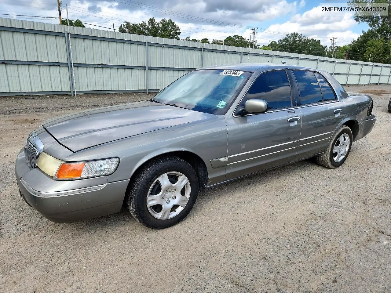 MERCURY GRAND MARQUIS 2000, VIN 2MEFM74W5YX643509