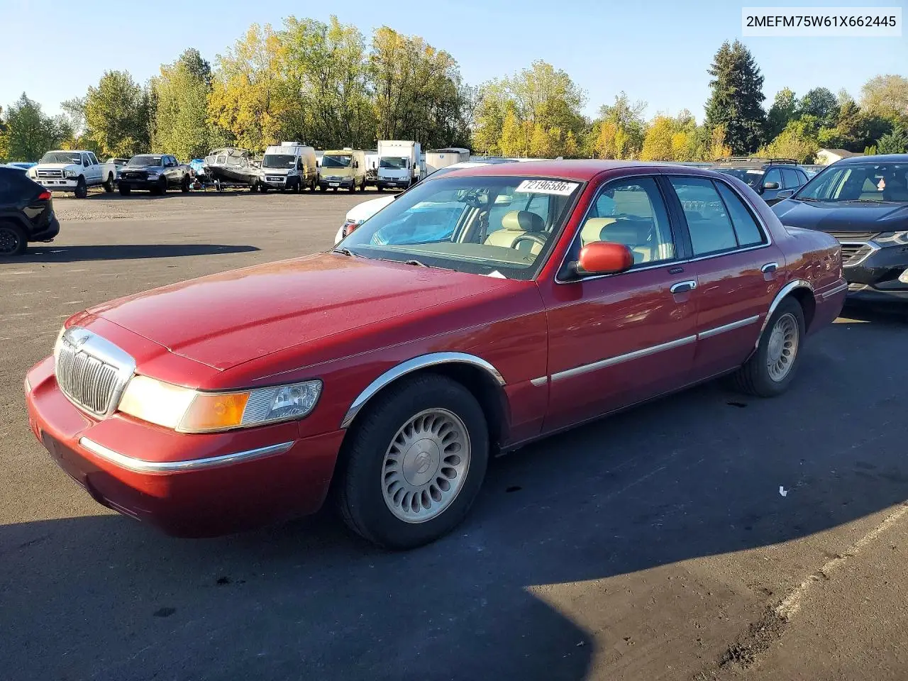 MERCURY GRAND MARQUIS 2001, VIN 2MEFM75W61X662445