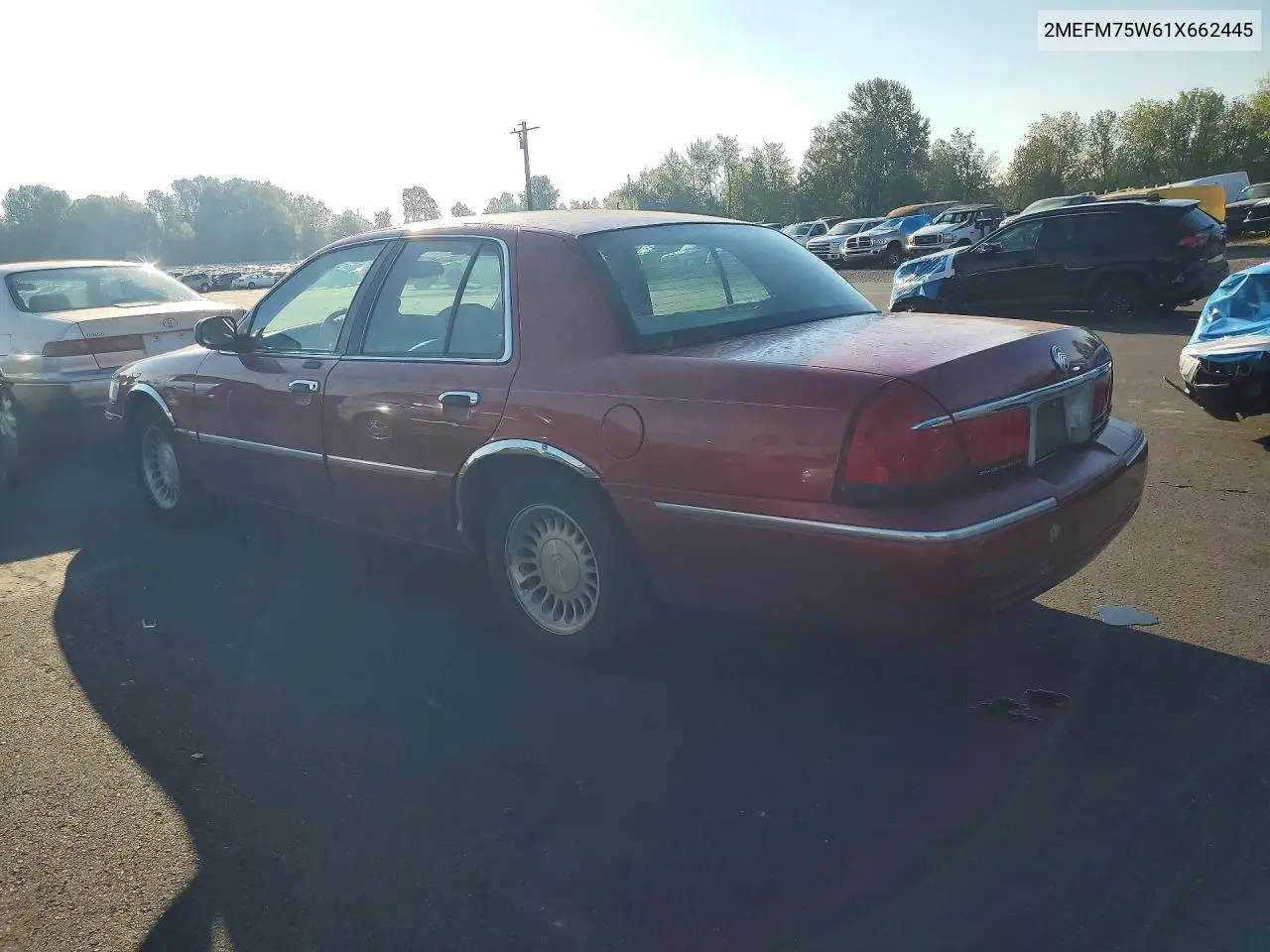 2001 MERCURY GRAND MARQUIS VIN 2MEFM75W61X662445 — фото 2