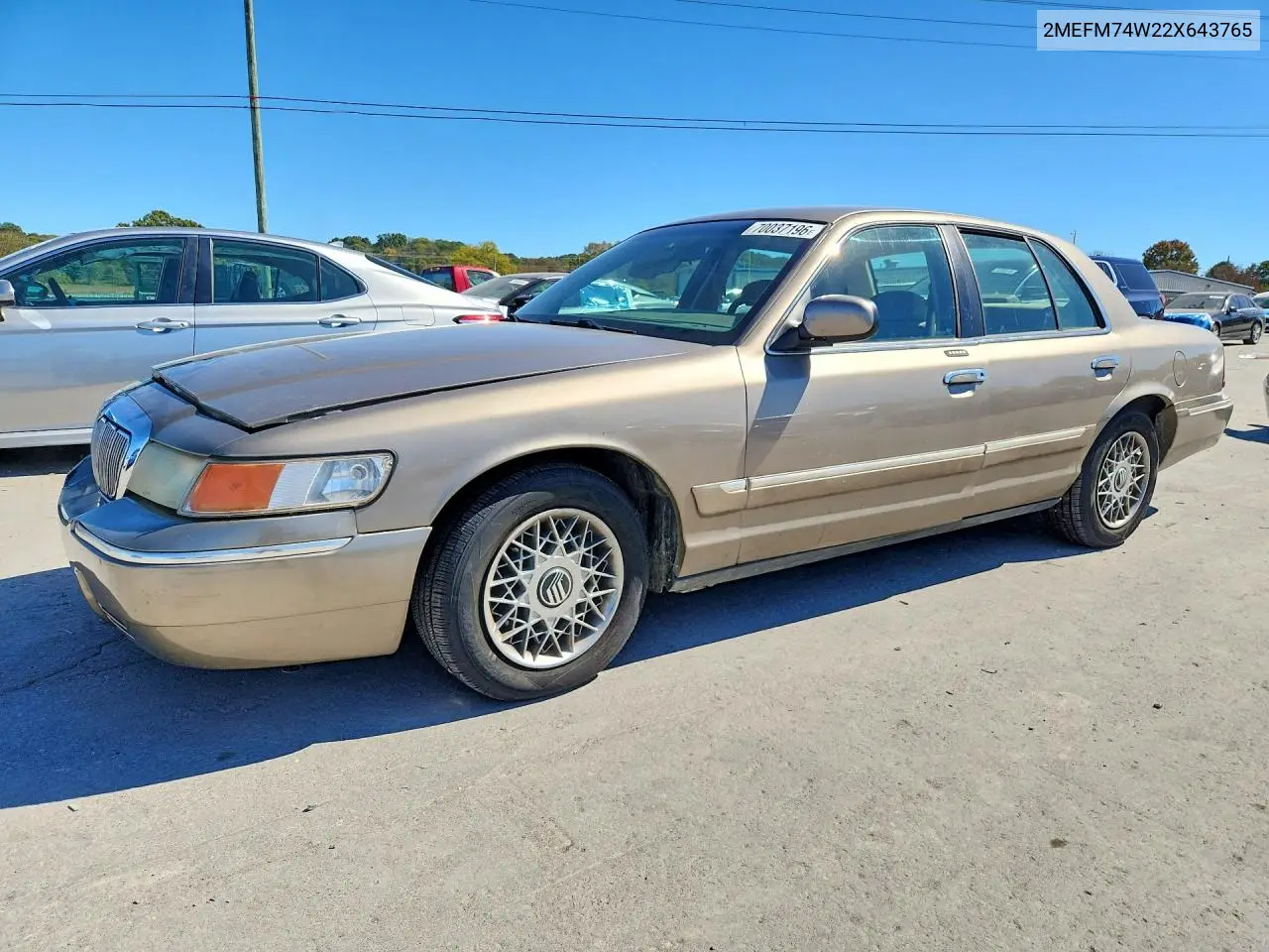 MERCURY GRAND MARQUIS 2002, VIN 2MEFM74W22X643765