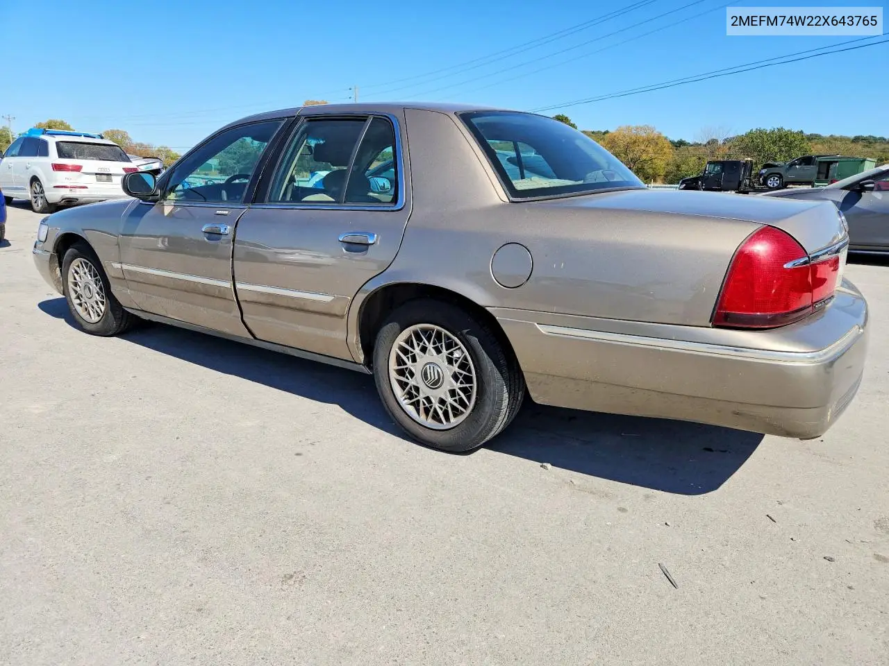 2002 MERCURY GRAND MARQUIS VIN 2MEFM74W22X643765 — фото 2