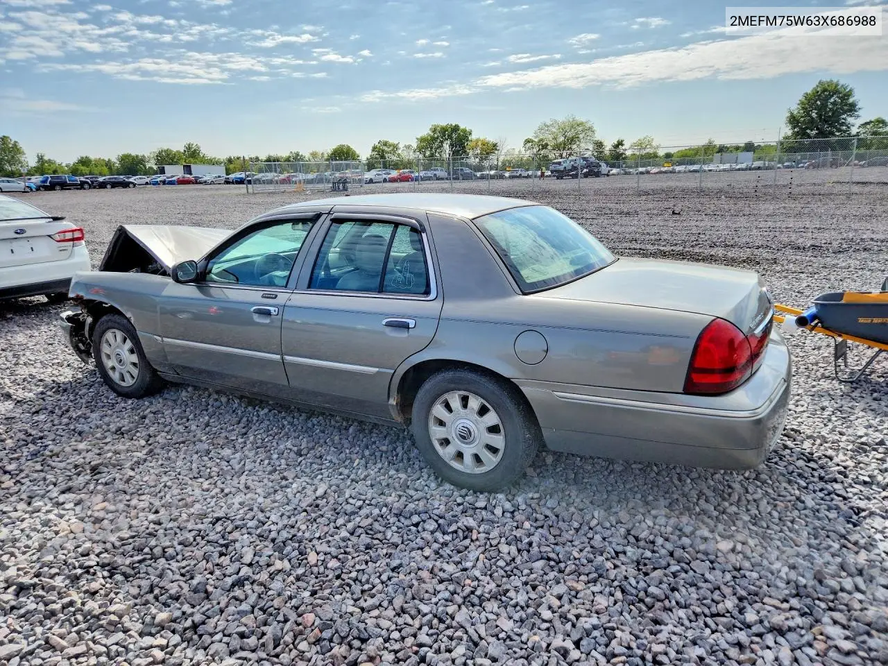 2003 MERCURY GRAND MARQUIS VIN 2MEFM75W63X686988 — фото 2